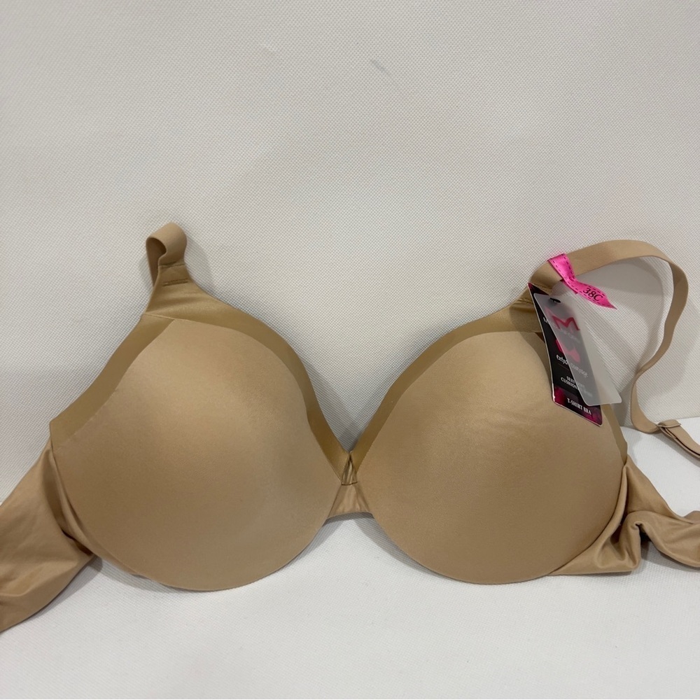Maidenform Size 38C Everyday Extra Coverage Cushioned Underwire T-Shirt Bra Tan - Picture 3 of 8
